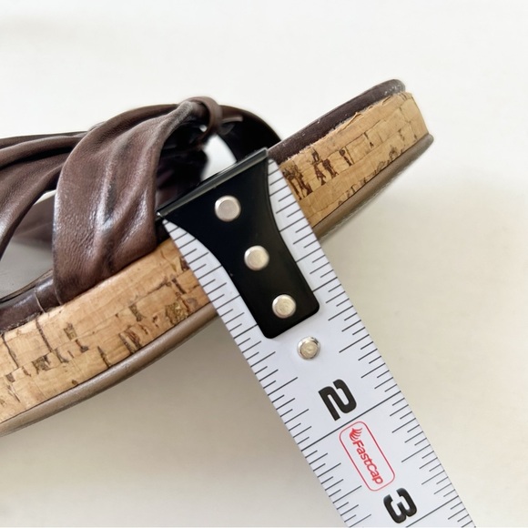 Aldo Brown Leather Wedge Sandals Cork Heel Ankle Strap Size 38 - Picture 10 of 16